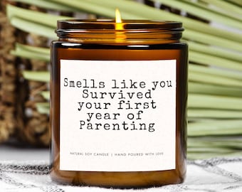 Parent Gift First Year Parenting Survival Custom Candle Parenting Funny Unique Surprise Gift For Parents Handmade Baby Care Package