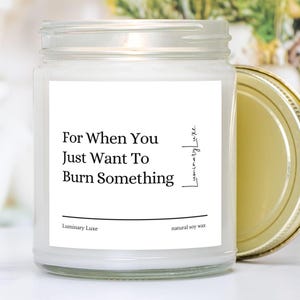 For When You Just Want To Burn Something Spiritual Candle Funny Candle Funny Candles Gift for Her Best Friend Gifts Girlfriend Gift