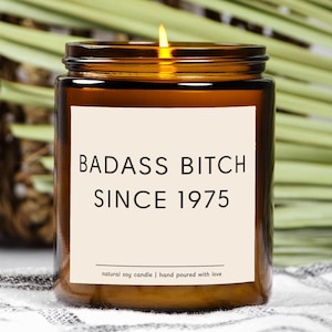 Funny 50th Birthday Gift, Badass Bitch Since 1975, Funny Birthday Candle, Sister Birthday Gift, 50 Birthday Gift For Friend, Gift For Her