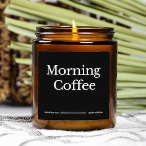 Fresh Coffee Soy Wax Candle, Amber Jar Candle, Scented Jar Candle, Fresh Brewed Coffee Candle, Coffee Non-Toxic Soy Candle