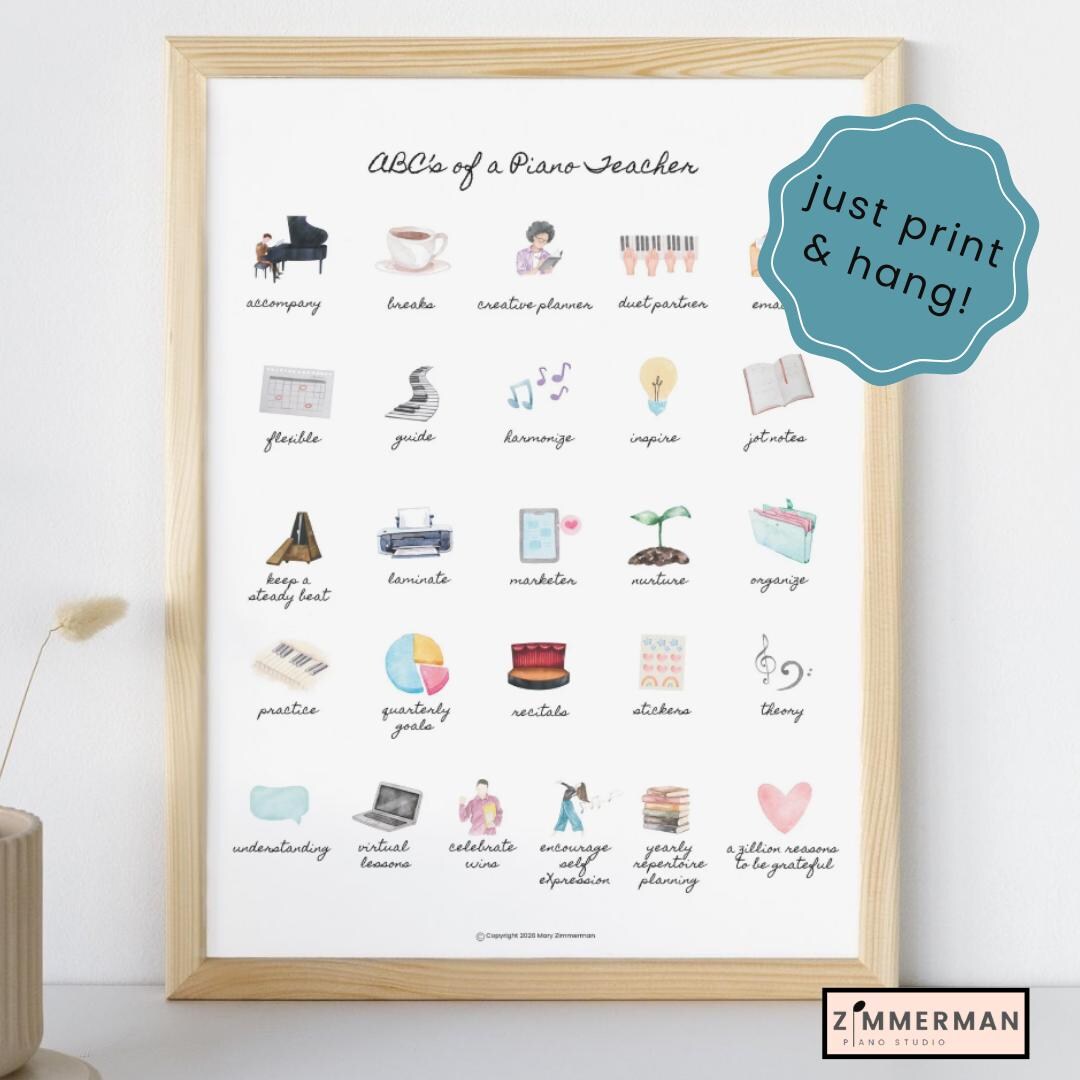 Abc's of a Piano Teacher Poster Digital Download - Gift for Music ...