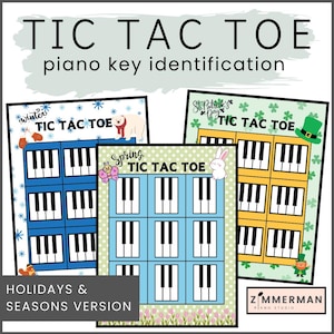 Piano Key Tic Tac Toe Game |Beginning Piano|Seasons and Holidays|Preschool|Digital Download|PDF|Piano Activities|Piano Resources