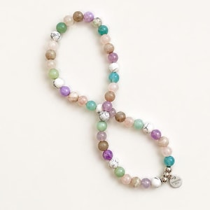 Inner Peace Crystal Bracelet – Magnesite, Rose Quartz, Amazonite, Amethyst & Howlite | Energy Bracelet Gift for Her | Sacred Codes Jewelry