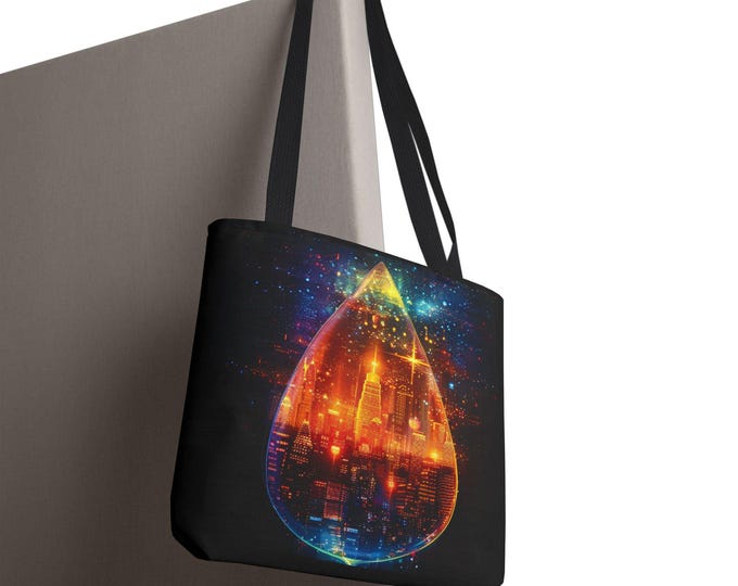 Cityscape Art Tote Bag, Urban Chic Carryall, Festival Companion, Gift for Art Lovers, Eco-Friendly Shopping Bag, Vibrant City Design