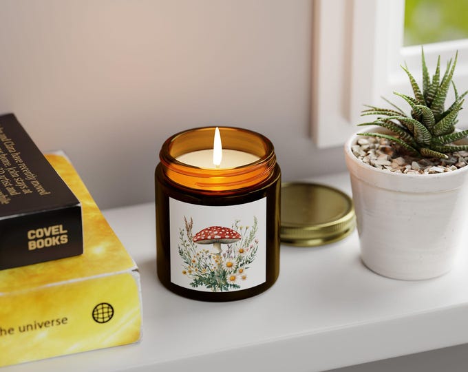 Enchanting Mushroom Garden Scented Candle, Cozy Decor, Aromatherapy Gift, Relaxation, Nature Lover's Delight, Home Fragrance