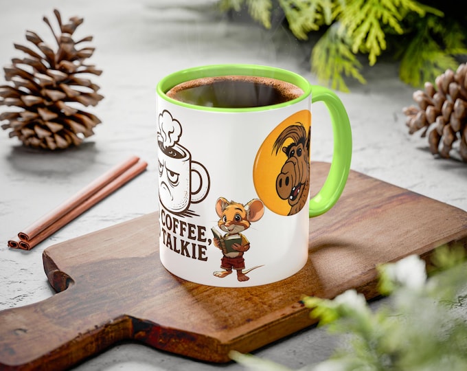 Fun Cartoon Mugs for Coffee Lovers, No Coffee No Talkie Mug, Gift for Tea Drinkers, Colorful Ceramic Mugs, Funny Animal Coffee Cup, Perfect