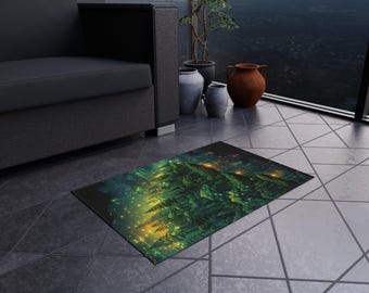 Magical Forest Outdoor Rug - Perfect for Camping, Patios, Beach Days, Bohemian Decor, Gift for Nature Lovers