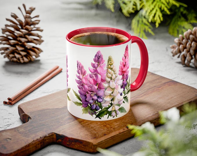 Floral Coffee Mug, Colorful Flower Mug, Garden Lover Gift, Floral Drinkware, Pink and Purple Mug, Home Decor Gift
