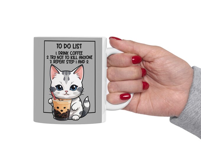 Cute Cat Ceramic Mug - Perfect Gift for Cat Lovers, Fun Coffee Cup, Pet Owner Present, Unique Kitchenware, Funny Cat Design