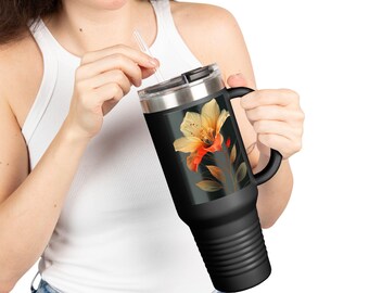 Floral Insulated Travel Mug | 40oz, Travel Coffee Cup, Gift for Her, Summer Beverage Holder, Stylish Drinkware