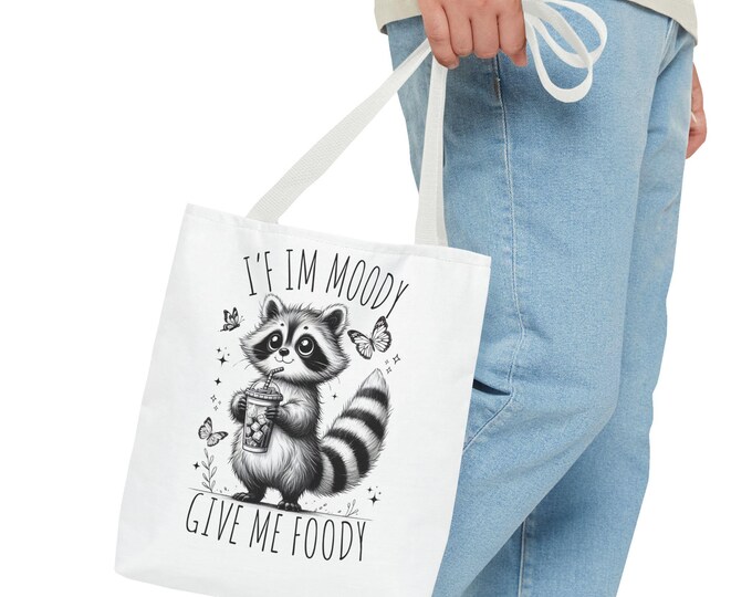 Cute Raccoon Tote Bag - Funny Animal Shopper Bag, Perfect for Gifts, Grocery Runs, Eco-Friendly Bag, Moody Vibe