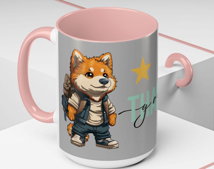 Cute Thank You Accent Coffee Mug - Perfect Gift for Friends, Appreciation, Pet Lovers, Cute Animal Mug, Personalized Coffee Cup