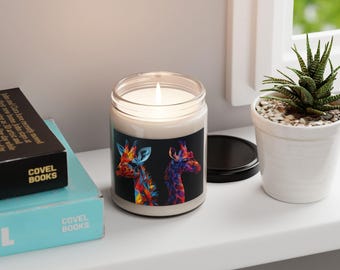 Vibrant Animal Scented Candle - Colorful Giraffe Design, Perfect Gift for Home Decor, Birthday, Art Lovers, Relaxation