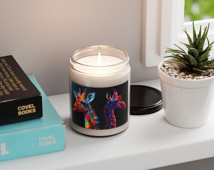 Vibrant Animal Scented Candle - Colorful Giraffe Design, Perfect Gift for Home Decor, Birthday, Art Lovers, Relaxation