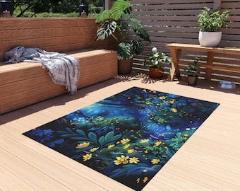 Enchanting Floral Outdoor Rug | Patio Decor, Garden Mat, Boho Home Accent, Nature Inspired Design, Breezy Summer Vibes