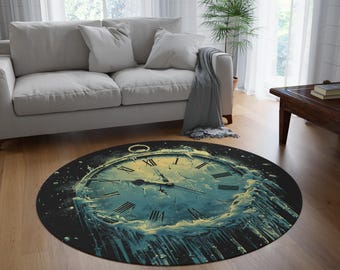 Frosted Clock Round Rug - Cozy Winter Home Decor, Unique Area Rug for Living Room, Stylish Bedroom Accessory, Gift for Holidays