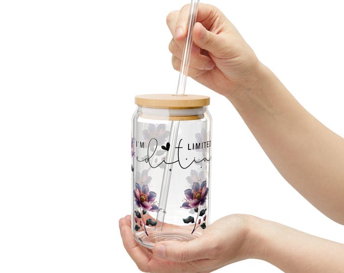 Limited Edition Floral Sipper Glass, 16oz, Perfect for Eco-Friendly Gifts, Home Decor, Summer Parties, Unique Drinkware
