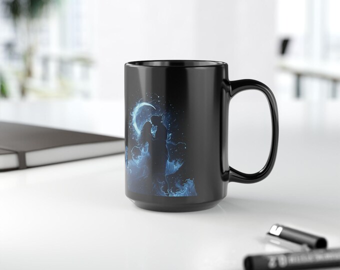 Ethereal Love Mug, Romantic Black Coffee Cup, Fantasy Couple Gift, Unique Dinnerware, Gift for Anniversary