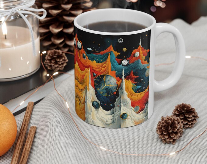 Cosmic Journey Ceramic Mug, Unique Art Mug, Colorful Galaxy Cup, Space Lover Gift, Astronomy Mug for Tea and Coffee