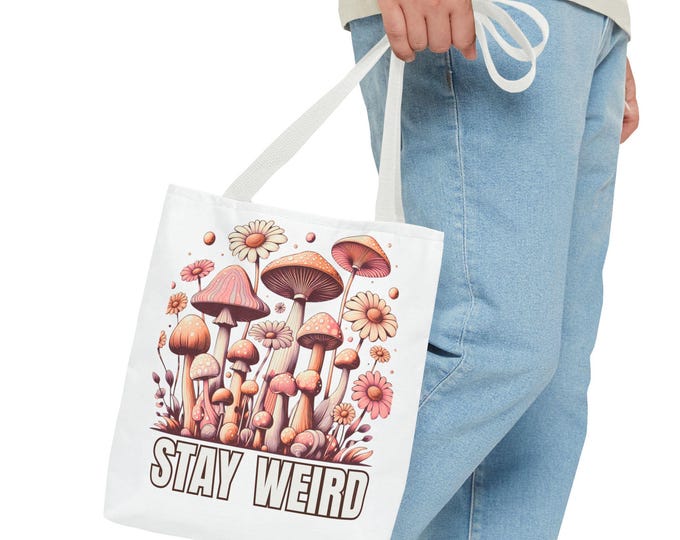 Stay Weird Tote Bag - Fun, Colorful Mushroom Art for Eco-Friendly Lovers, Perfect for Gifts, Shopping, or Festivals
