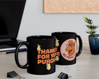 Retro Style Black Coffee Mug with Funny Alpaca Design, Perfect Gift for Coffee Lovers, Humor Mug for Home, Office, Birthdays, Thank You