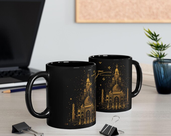 Elegant Black Mug - Thank You Design, Perfect Gift for Coffee Lovers, Holiday Memento, Unique Home Decor, Charming Thank You Mug