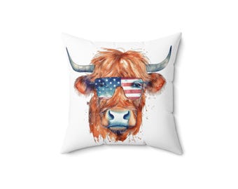 Whimsical Decorative Pillow - Cow Design, Follow Your Dreams, Farmhouse Decor, Gift for Home, Couch Cushion, Rustic Charm