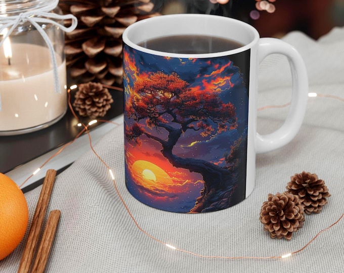 Sunset Reflection Ceramic Mug, Cozy Mug Gift for Tea & Coffee Lovers, Nature Lover Mug, Artistic Cup for Relaxation