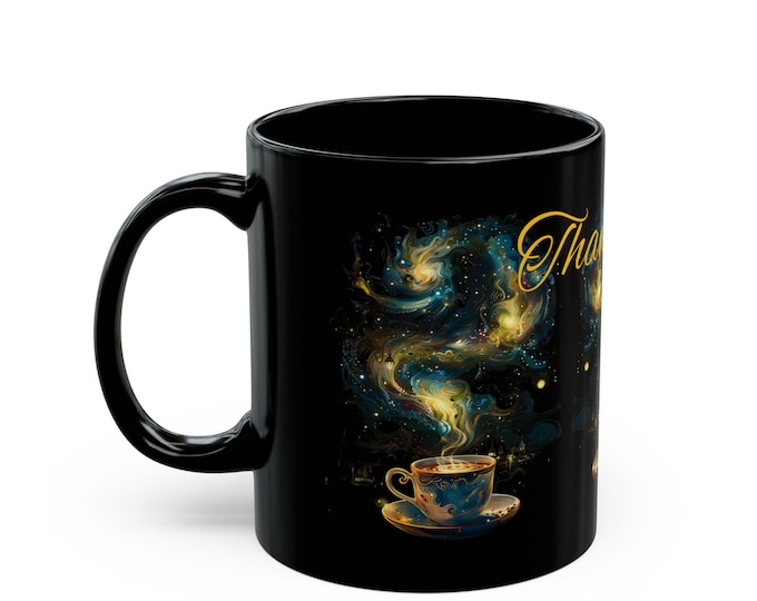 Celestial Thank You Mug, Cosmic Coffee Cup, Elegant Gift for Coffee Lovers, Starry Night Mug for Any Occasion, Perfect for Tea Enthusiasts,