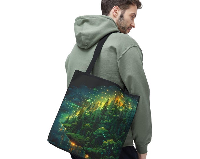 Enchanted Forest Tote Bag, Nature Lover Gift, Eco-Friendly Shopping Bag, Ideal for Travel, Camping, and Daily Use