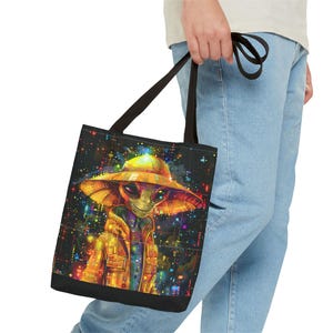 Cosmic Alien Einkaufstasche - Buntes galaktisches Design, perfekt für den Alltag, Lebensmittel, Reisen, Geschenke und Festivals.