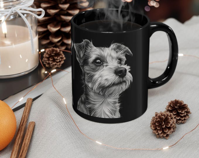 Personalized Dog Lover Mug - Black, Cute Pet Coffee Cup, Animal Lover Gift, Coffee Lover Gift, Dog Mom Gift, 11oz, 15oz