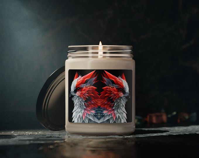 Vibrant Art Scented Soy Candle - Colorful Bird Design, Eco-Friendly Aromatherapy, Home Décor, Gift for Nature Lovers, Relaxation Essentials