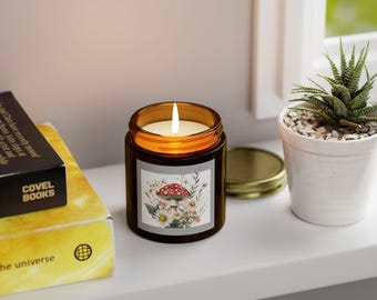 Mushroom Floral Scented Candles, Cozy Home Decor, Gift for Relaxation, Aromatherapy, Eco-Friendly Wax, Perfect for Self-Care