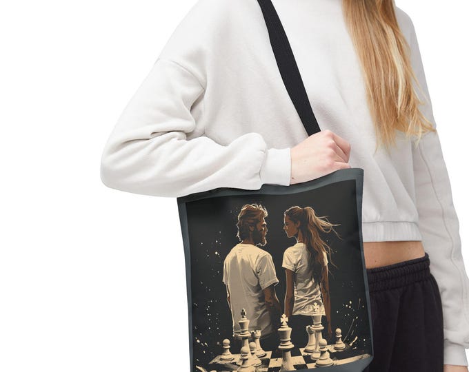 Chess Lovers Tote Bag, Unique Gift for Board Game Enthusiasts, Fashionable Carry-all for Game Nights, Perfect for Students, Funny and Trendy