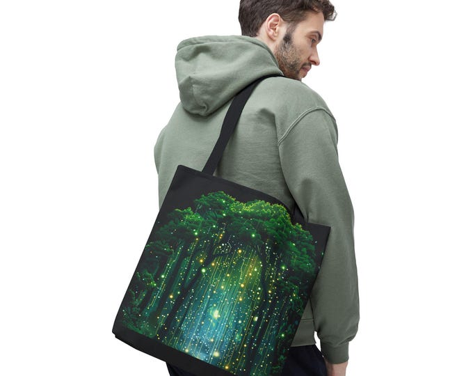 Magic Forest Tote Bag, Boho Chic Eco-Friendly Bag, Gift for Nature Lovers, Perfect for Beach, Shopping, Travel, Camping