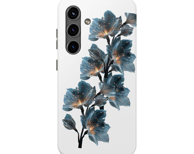 Floral Phone Case, Blue Flower Design, Protective Tough Phone Cover, Floral Phone Accessory, Flower Print Phone Case, Customizable Phone