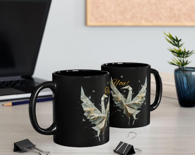 Elegant Thank You Mug, Perfect Gift for Teachers, Appreciation, Gratitude, Black Coffee Cup, Unique Ceramic Design