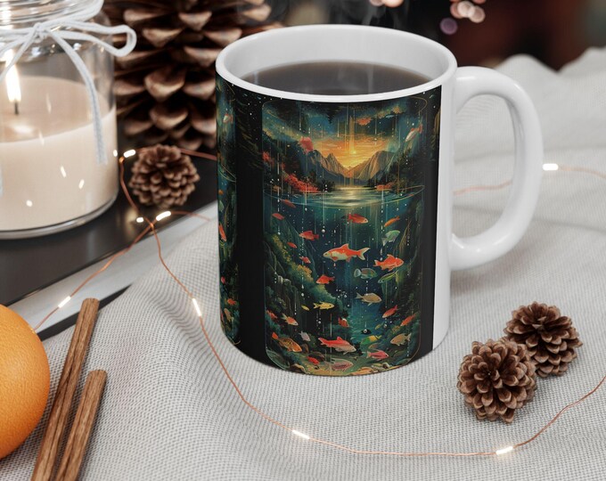 Serene Koi Pond Ceramic Mug | Nature Lover Gift, Tea Coffee Cup, Home Decor, Gift for Her, Nature Enthusiasts