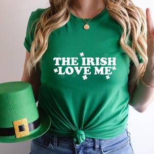 The Irish Love Me Womens St. Patrick&#39;s Day Shirt, St. Paddy baby tee Y2K, Irish Celebration Outfit in Style, St Patty Shamrock Lucky Top Tee