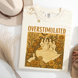 Comfort Colors Overstimulated Mama Duck Shirt: Cottagecore Homeschool Mom Tee