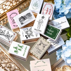 Cajas de cerillas personalizadas para recuerdos de boda, cerillas personalizadas al por mayor, recuerdos para despedidas de soltera, decoración para fiestas, cajas de cerillas para velas