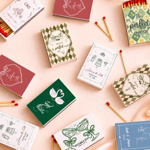 Cajas de cerillas personalizadas para bodas, recuerdos de boda personalizados para despedidas de soltera y fiestas de aniversario.