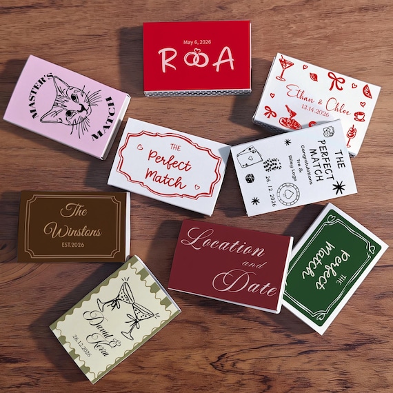 Personalised Matchbox Favors, Custom Matches Party Favors, Bulk Matchboxes for Wedding Decor, Matchbox Souvenirs
