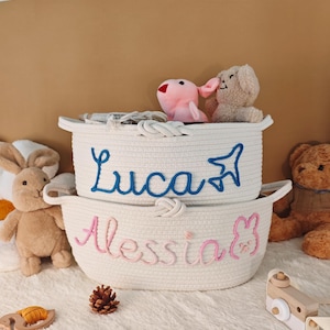 Custom Baby Gift Basket, Custom Baby Shower Basket, Handmade Baby Name Basket, Handmade Cotton Rope Basket for Showers, Baby Shower Gift