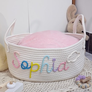 Personalized Baby Basket, Personalized Handmade baby basket, Baby Shower Gift Basket, Rope Cotton Baby Gift Basket, Newborn Basket
