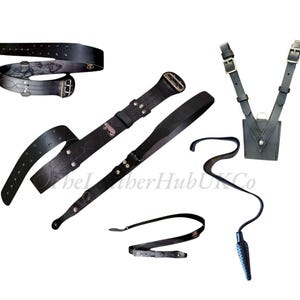 Handmade Black Leather Sam Browne Belt Set: Military Parade, Masonic Uniform