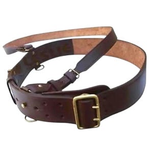 Handmade Sam Browne Belt – Genuine Brown Leather British Military Cross Strap – Army Officer Parade Belt – Vintage Collectible Accessory
