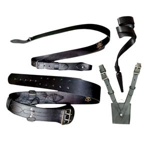 Handmade Black Leather Sam Browne Belt Set: Military Parade, Cosplay