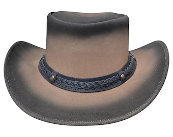 Handmade Buffalo Leather Cowboy Hat: Western Outback Rodeo 
